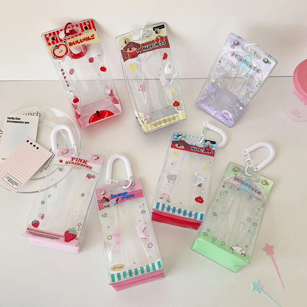 

Doll Display Case Stylish Clear Doll Protective Case Spring Buckle Chain Case High-Grade Pvc Storage Organizer Bag For Doll