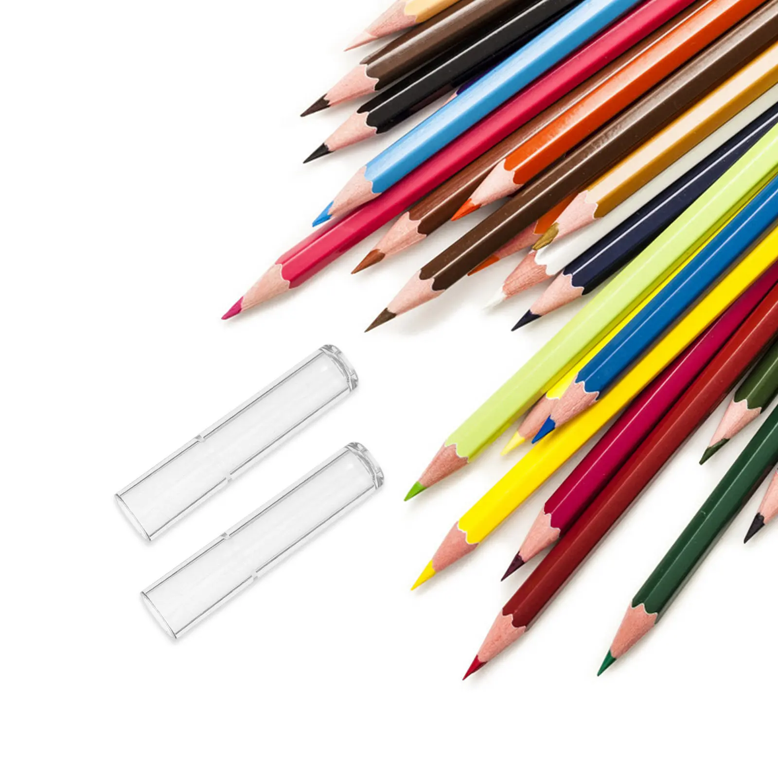 100Pcs Clear Pencil Caps Extenders Transparent Plastic Pencil Tip Protectors Lightweight Snug Fit for School Office Home Drawing