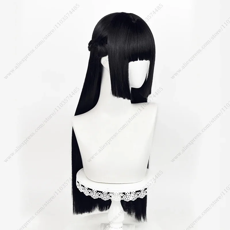 2025 11 هوشيمي ميابي شعر مستعار تأثيري 70 سنتيمتر طويل أسود مقاومة للحرارة الشعر الاصطناعية #3