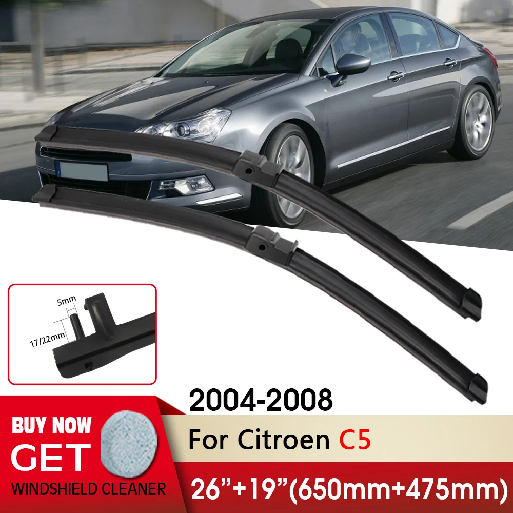 

Car Wiper RHD & LHD Front Wiper Blades 26"+19" For Citroen C5 2004-2008 Fit Side Pin Arm Windshield Windscreen Front Window