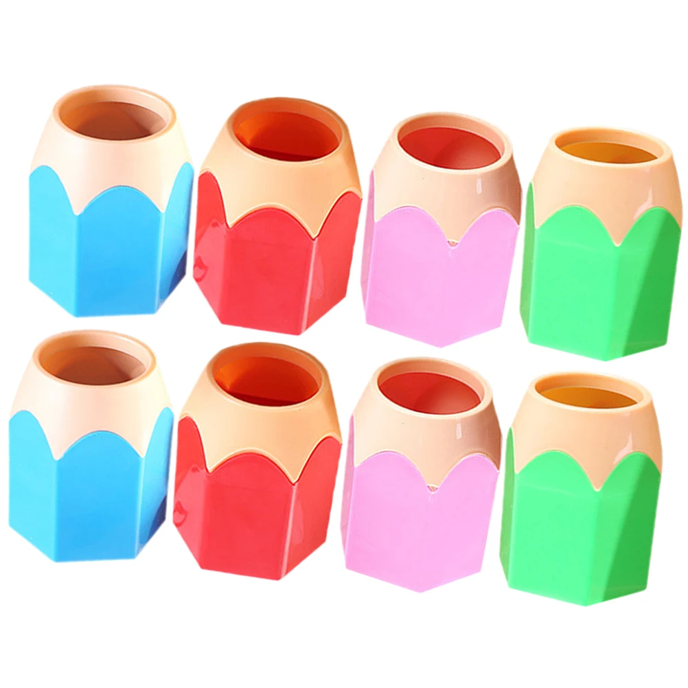 

8Pcs Pencil Dispenser Pencil Shaped Desktop Pen Holder Colored Cup Organizer Makeup Brush Holder Desk Container for Office