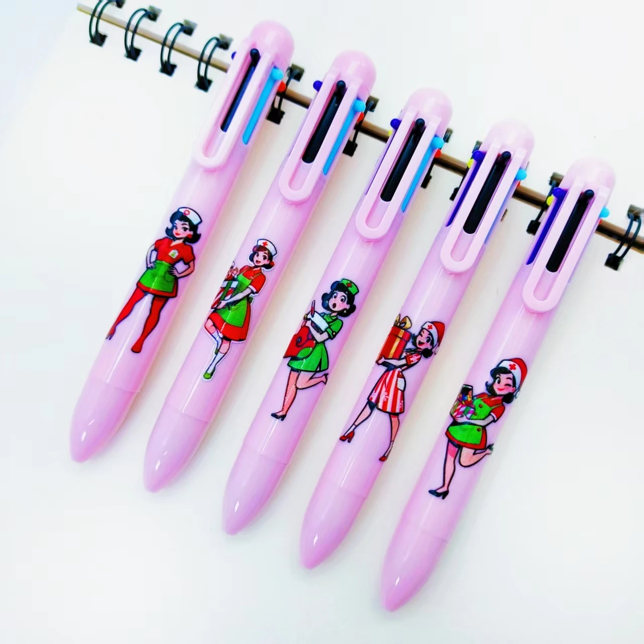 

13 шт. розовая шариковая ручка для моделирования медсестры «шесть в одном», разноцветная ручка на тему медсестры, шариковая ручка в подарок на день медсестры