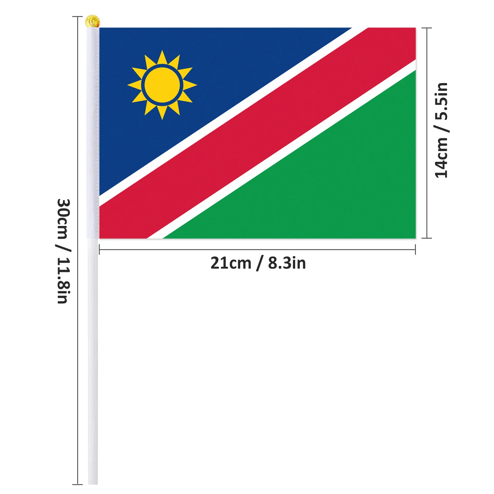 PTEROSAUR-14*21cm Namibia Hand Flag, Namibia Namibian National Flag, World African Country Handheld Small Waving Flag