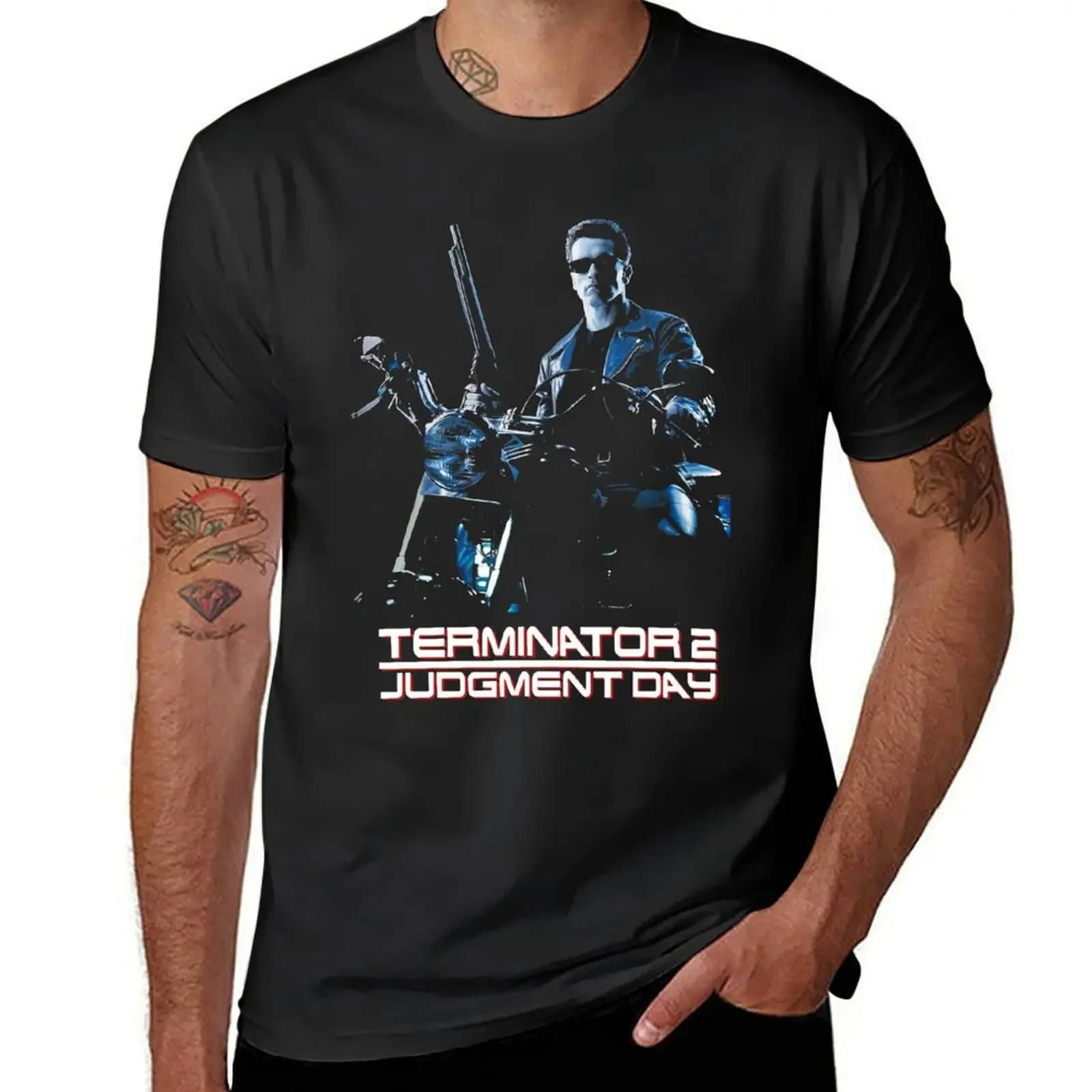 Camiseta de The Man Of The Future Terminators Juogment Day para hombre, blusa sublime de tallas grandes, camisetas negras lisas