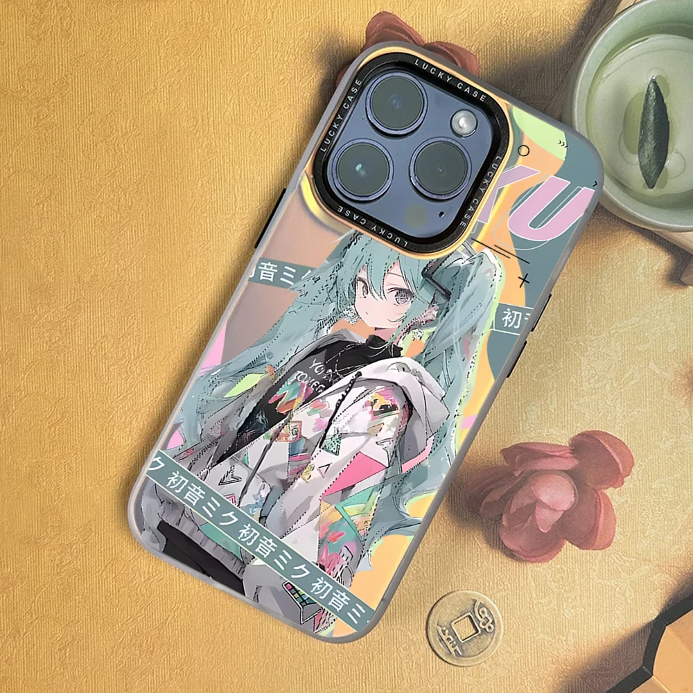 H-Hatsunes Anime M-Miku For iPhone 16 15 14 13 12 11 Pro MAX Plus IMD Chameleon Laser Phone Case