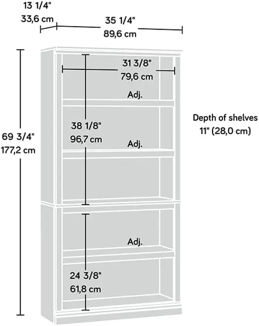 Verschiedene Aufbewahrung 5 Bücherregal/Bücherregal, l: 35.28 "x B: 13.23" x h: 69.76 ", wählen Sie Kirsch finish