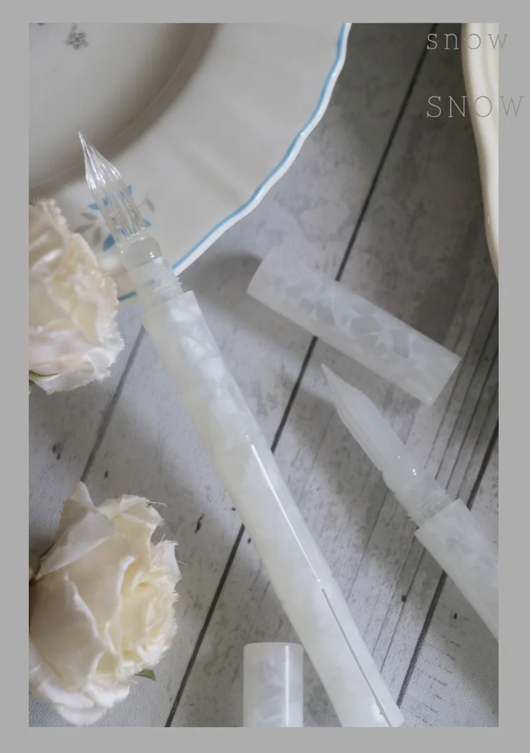 2023 Under The Snow/Blood War Handmade Glass  Dip Pen Celluloid Color Ink Test INS