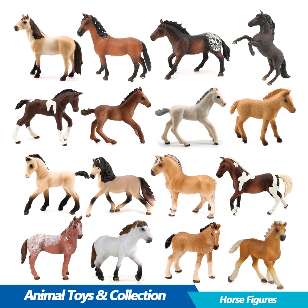 Figuras de animales de granja de caballos de plástico, figura de animales Frisian Palomin Mustang, figura de acción, caballos de juguete, juguetes para niños, juegos, regalo para niños