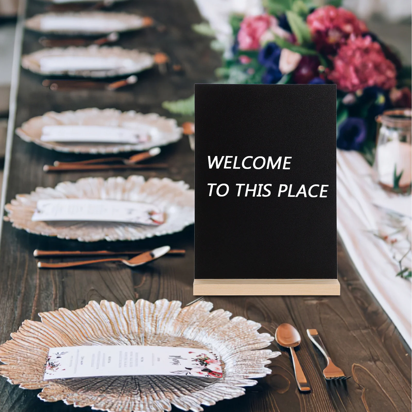 

2Sets Wooden Chalkboard Stand Small Chalkboard Signs Desktop Mini Chalk Boards Rustic Blackboard Easel for Restaurant Menu