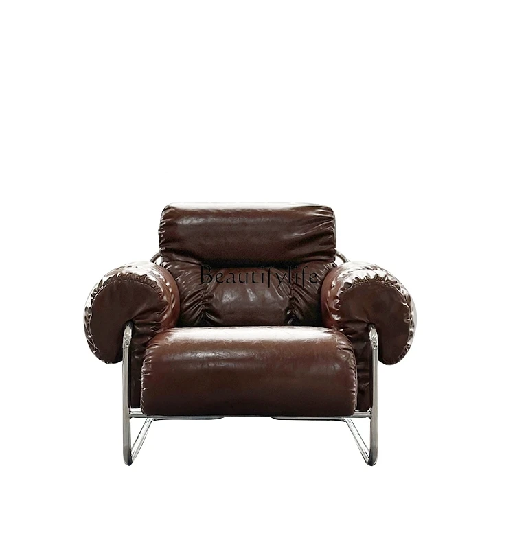 

Leather Roller Single Sofa Home Model Room Leisure Chair