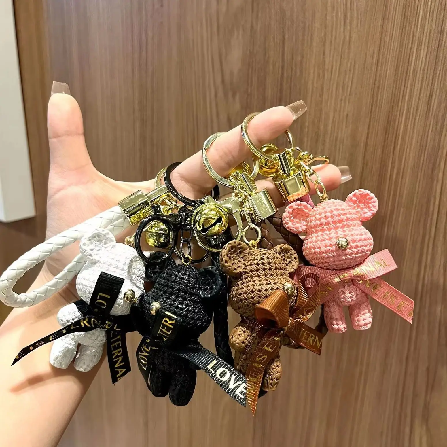 Multicolor Imitation Knit Texture Bear Keychain Charms for Couple Bag Decoration Versatile Daily Accessory & Holiday Small Gifts