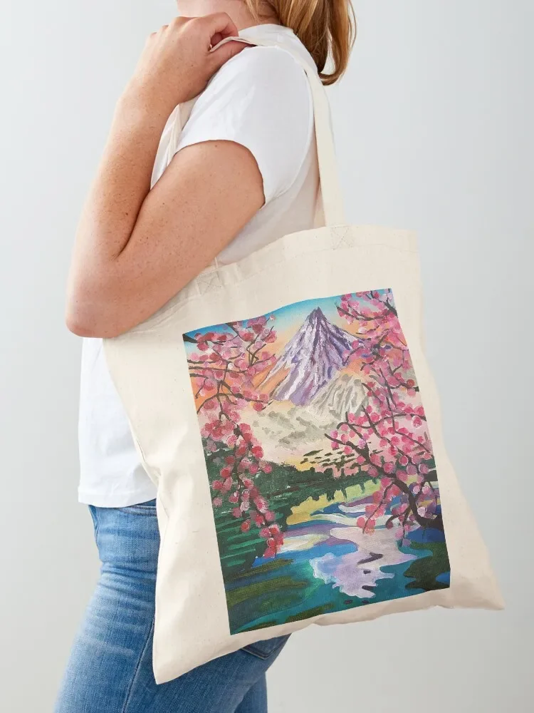 Serene Mountain Landscape Tote Bag cloth bag woman Shopping bags