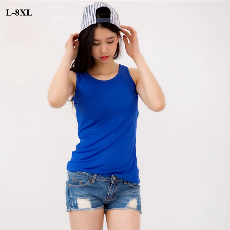 

Летние майки женские майки 6XL 7XL 8XL верхнее нижнее белье базовая рубашка сексуальный модальный без рукавов плюс размер женский жилет майка для девочек Verano