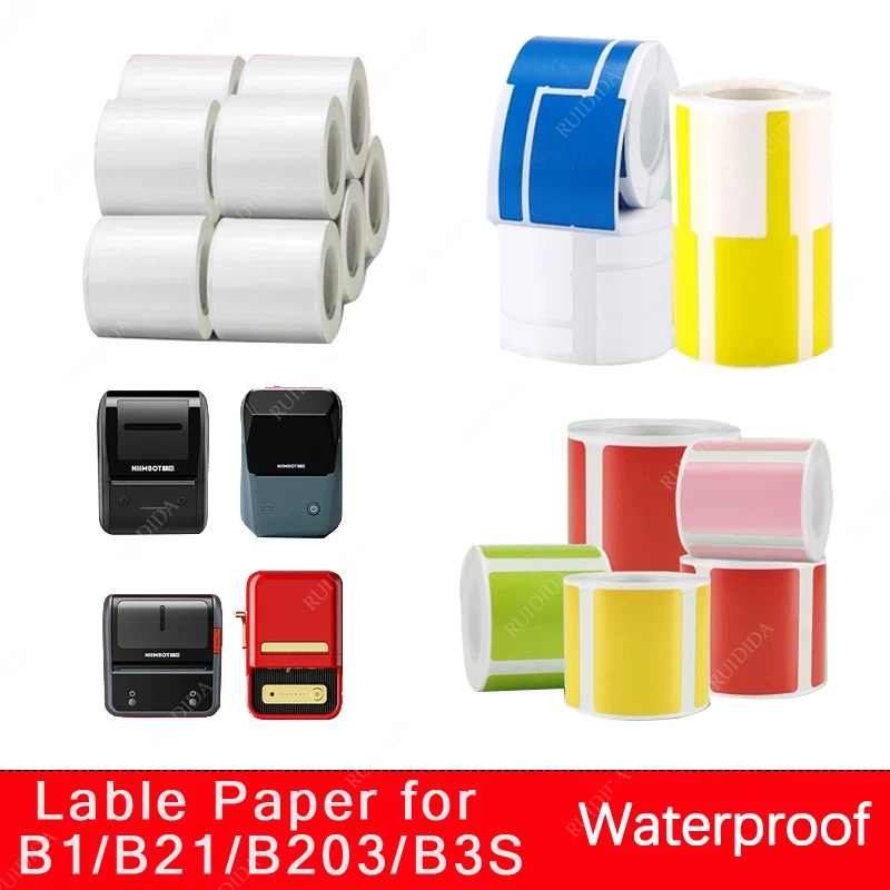 NiiMbot B1/B203 B21/B3s Label Printer Waterproof Anti-Oil Tear-Resistant Price Tag Pure Color Scratch-Resistant Label Paper