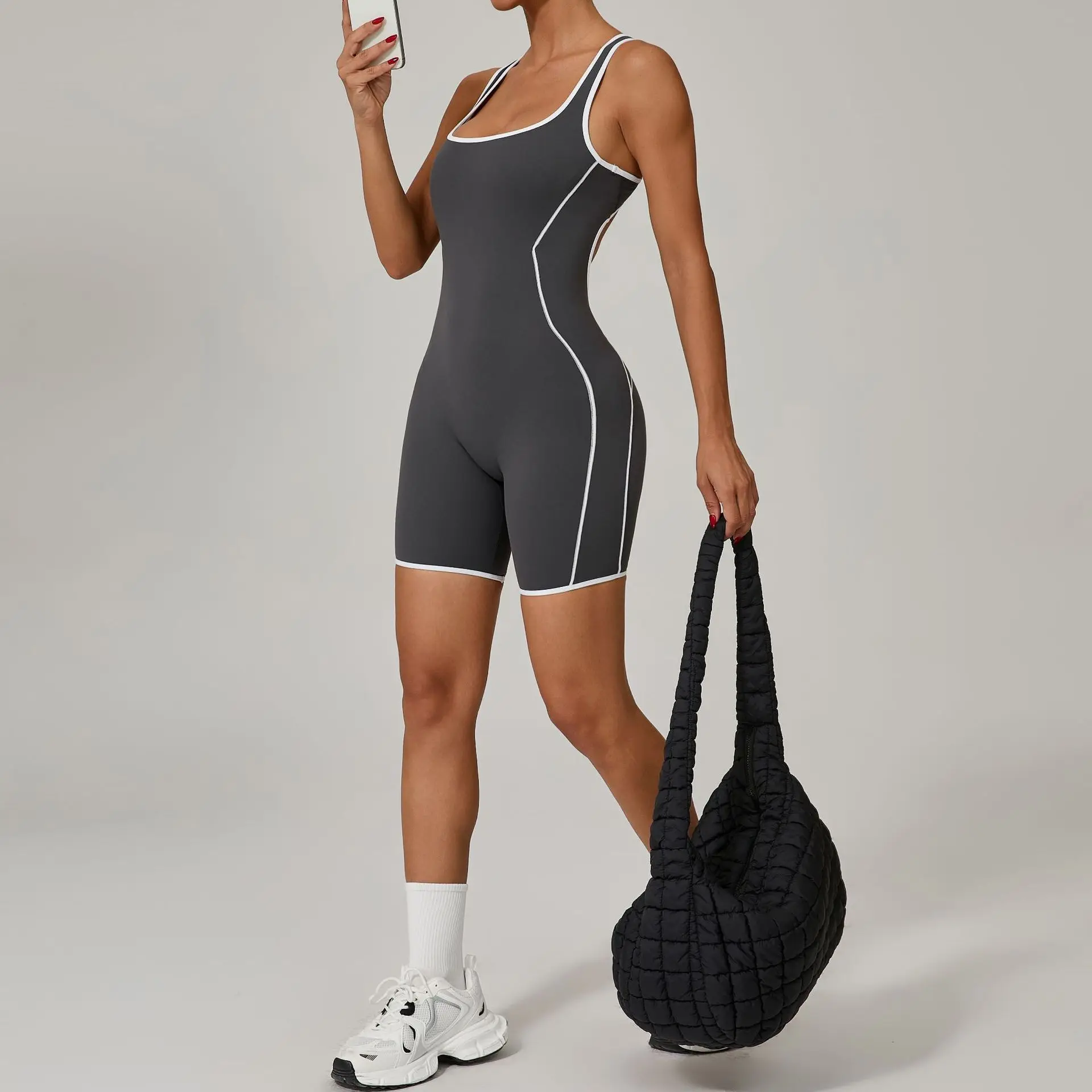 

Seamless Yoga Jumpsuit Sports Fitness Hip-lifting Slim Backless Breathable One-Piece Workout Clothes Gym Shorts Bodysuit Women