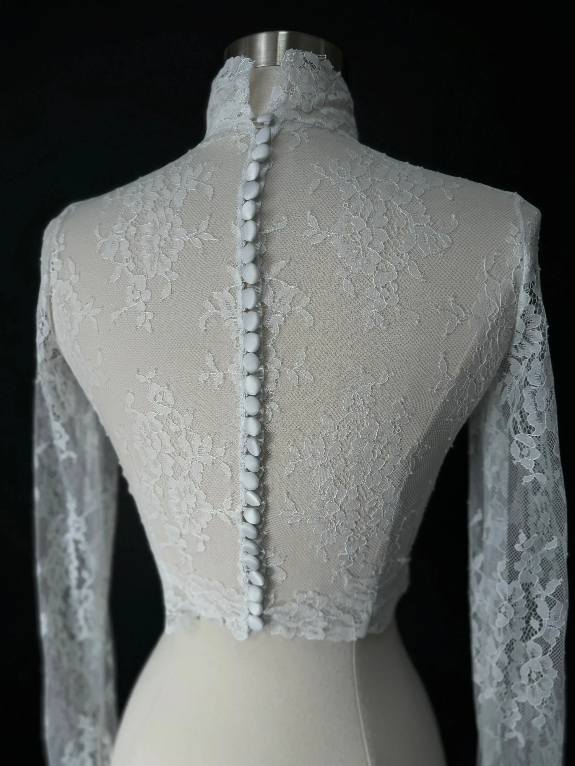 Lace Wedding Boleros Long Sleeves Bride Jacket High Neckline Formal Party Bridal Shrugs Women Capes Wraps Accessory image 2