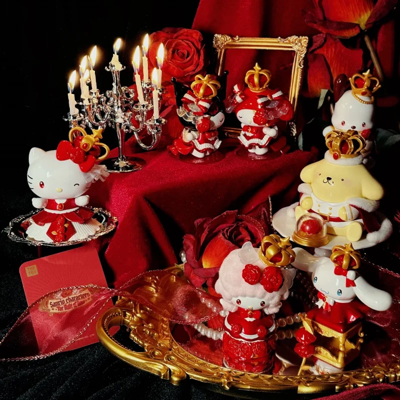 

Toptoy Blind Box Figure Sanrio Rose Night Collectible Desktop Ornament Hello Kitty Pompompurin Kuromi Decorative Gift For Adult