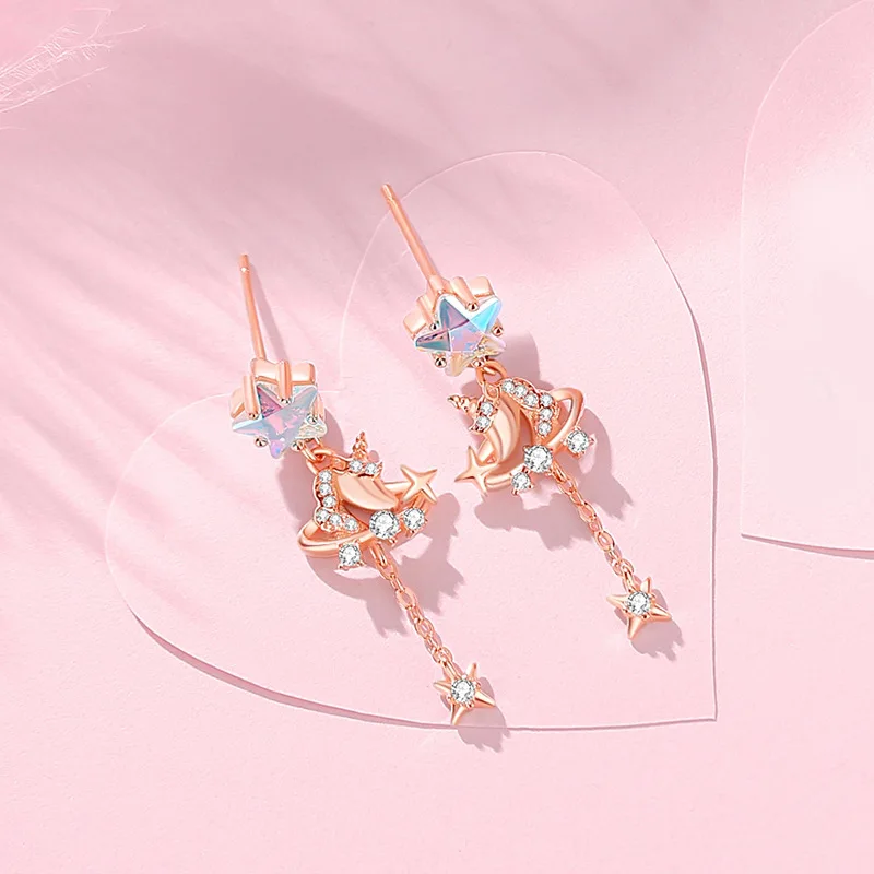 Thaya S925 Silver Women Crystal Earrings Unicorn Design Fashion Female Earring Dangle Wedding Party Engagement Fine Jewelry Gift