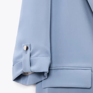 ZBZA Blazer açık Ön Omuzlar için iğne yastığı ile Yakaya kadar kıvrılmış kollu gündelik kadın sonbahar Manşetleri kıvrılmış Ceketli 3/4 kollu, En iyi 10 satış, blazer ceket, yakasız kadın-no. 4