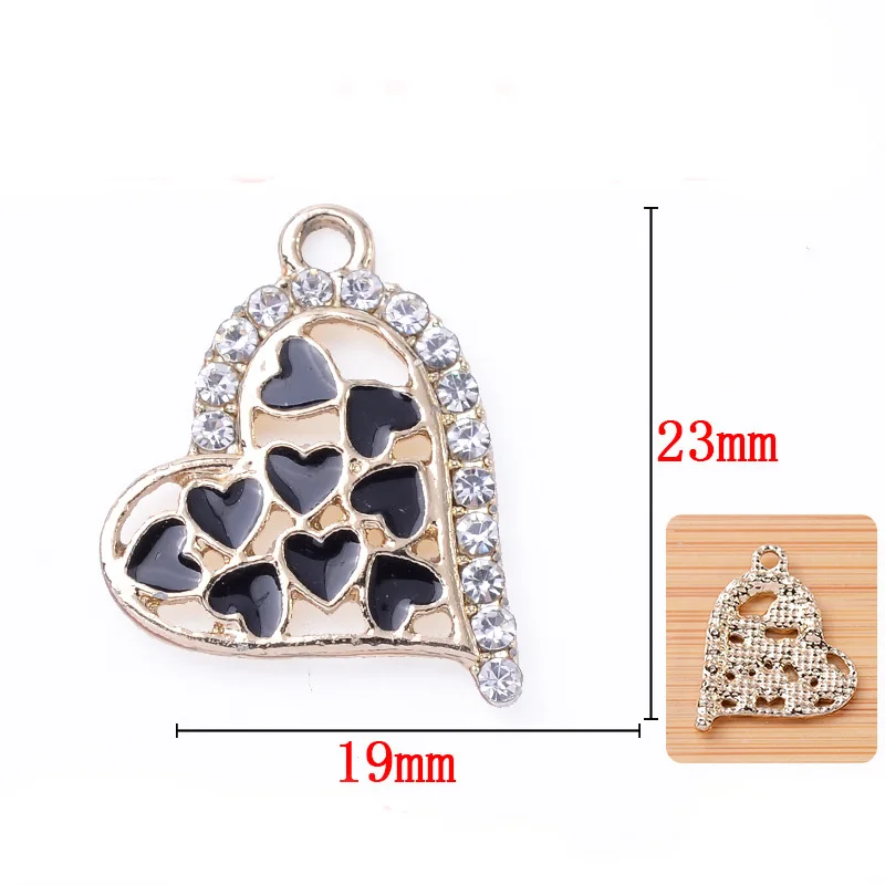 Engood 100 قطعة الراين مزدوجة القلب زر DIY بها بنفسك مجوهرات قلادة القرط المعلقات الشعر الخياطة تقليم والزينة الحرفية