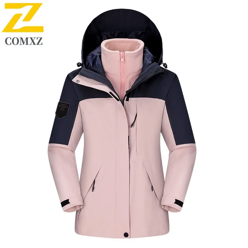 سترة رجالي ماركة COMXZ بغطاء للرأس للمشي لمسافات طويلة والسفر معاطف مقاومة للبرد في الهواء الطلق متعددة الوظائف مقاومة للرياح ملابس خارجية بسحاب شتوي #5