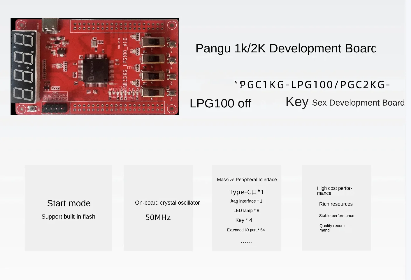 

Плата разработки Pangu 1K2K Плата разработки FPGA PGC1KG-LPG100 PGC2KG-LPG100