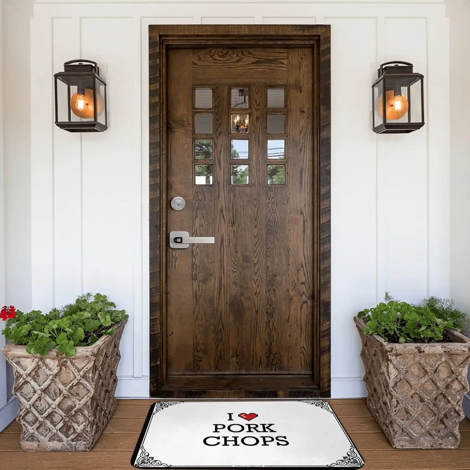 Funny I Love Pork Chops Door Mat, Foodie Humor Entrance Rug, Kitchen Bathroom Floor Mat, Non-slip Washable Home Decor Carpet