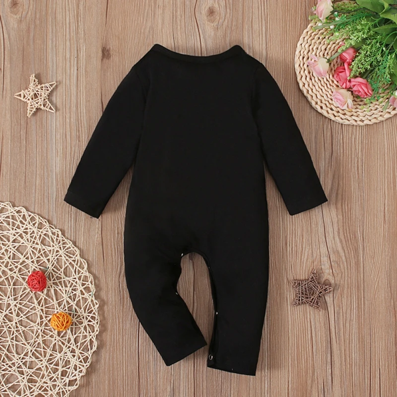 Halloween Skull Romper Bodysuit Baby Boys Girls Clothes Black Stripes Long Sleeve Halloween Skeleton Outfit for 3-36 Months