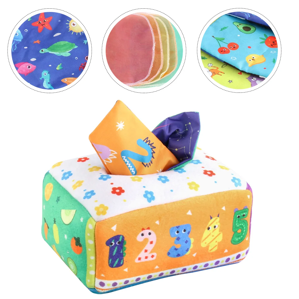 Baby Tissue Box Toys for Toddlers Enlightenment Infant Hand Exerciser Cloth Educational Sensory