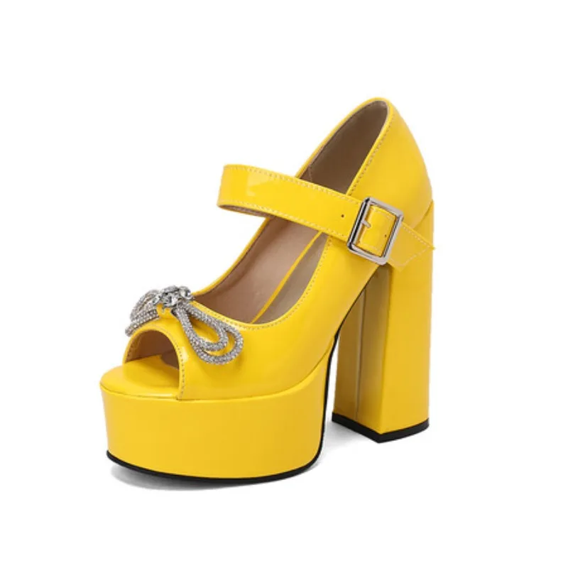 

Platform Heeled Women Pumps Mary Janes Shoes 2025 Sexy Peep Toe Pink White Black High Heels Ladies Dance Wedding Shoes Luxury