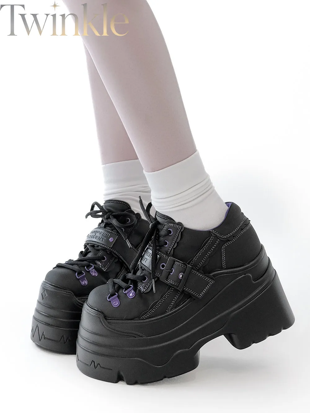 Y2K Subculture Platform Shoes Thick Sole Round Toe Slip On Punk Style Chunky Shoes for Women Casual Shoes