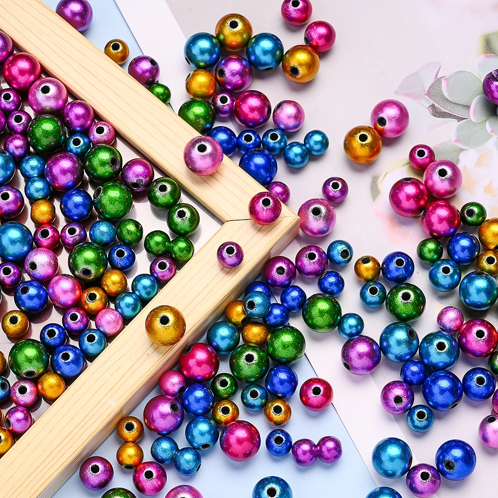 50-200 Stück 8/10/12MM Bunte Acrylperlen, Runde, Mattierte Dunkelfarbige Lose Abstandsperlen für DIY-Schmuckherstellung und Bastelarbeiten – Detail 6