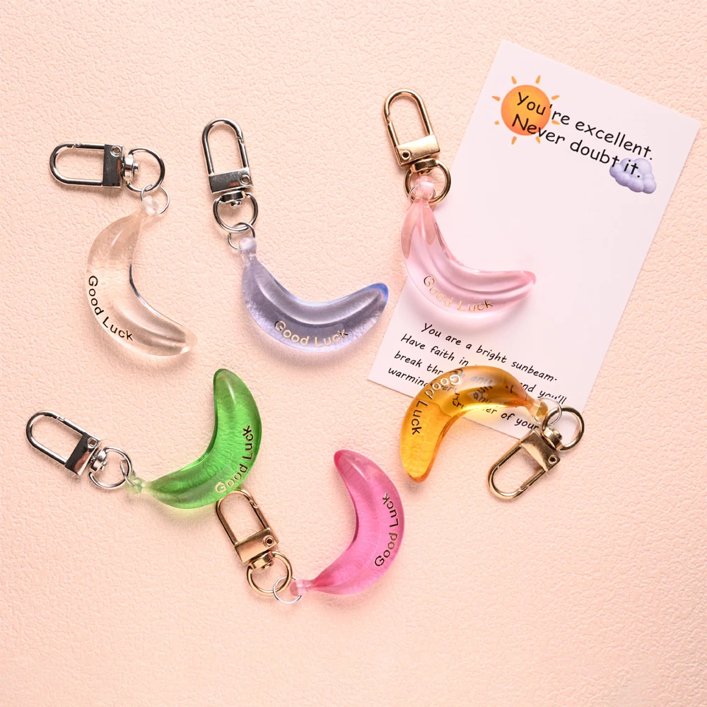 لطيف شفافة الموز المفاتيح حسن الحظ رسالة بطاقات التشجيع الإبداعية الهدايا الإيجابية على ظهره قلادة الإكسسوارات #3