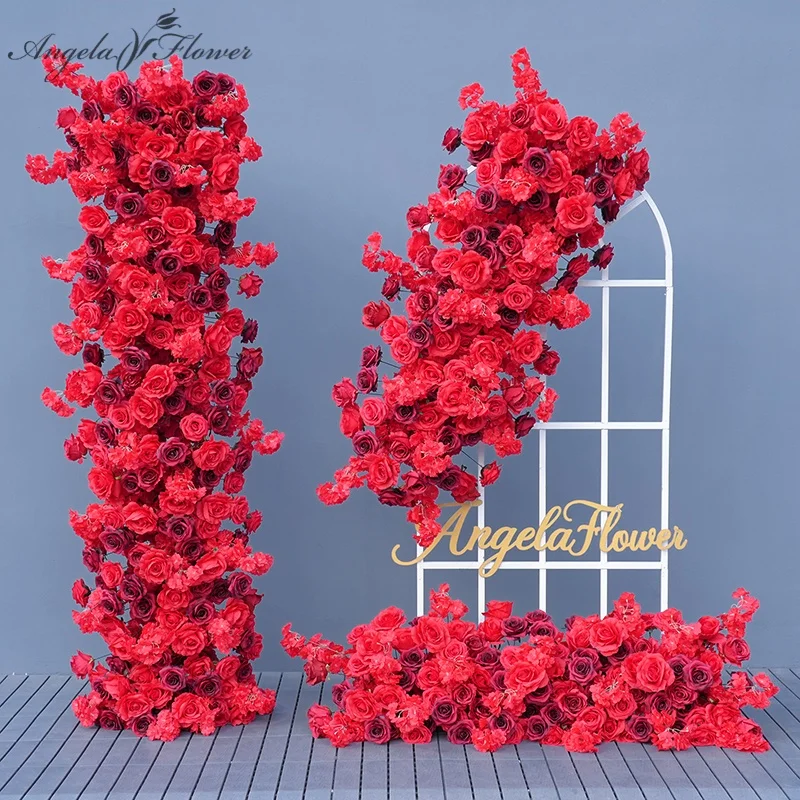 Multi-Colored Rose  Cherry Blossom Hang Flower Row Decor Wedding Backdrop Event Stage Floral Arrangement Window Display A8880