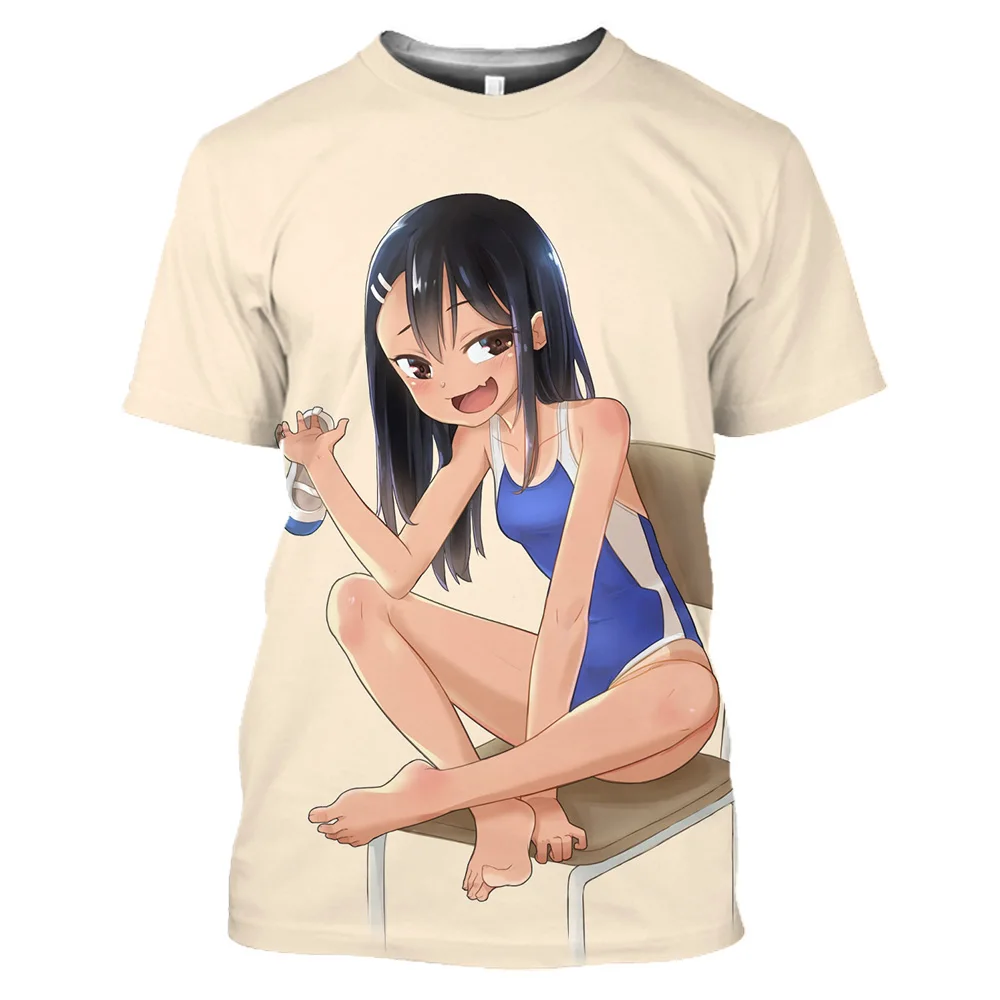 Camiseta con estampado 3D de Anime Nagatoro para hombres y mujeres, Mangas japonesas, no juguetes conmigo, camiseta Harajuku, camisetas sexis Hentai