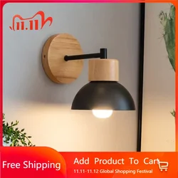 Lámpara de pared creativa nórdica, accesorio de iluminación LED de madera para sala de estar, protección ocular, lectura, dormitorio, cabecera, decoración del hogar