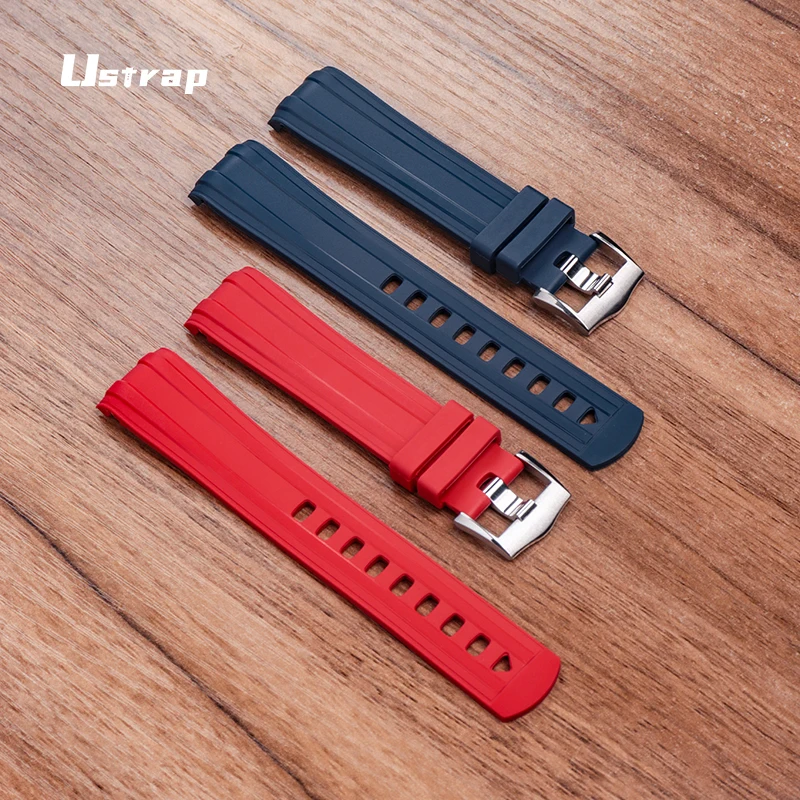 20 مللي متر حزام ساعة اليد سيليكون المطاط حزام منحني مناسبة لأوميغا ساماستر غواص-300 متر دبوس المشبك الرياضة حزام الساعات أساور الرجال #5