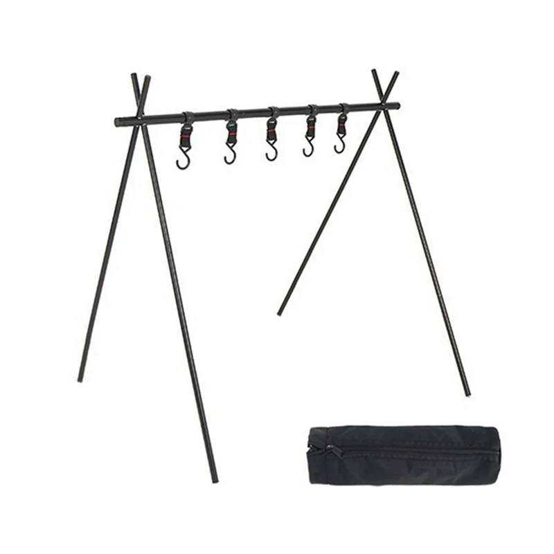 

ELOS-Outdoor Aluminum Portable Camping Rack Folding Ultra-Light Camping Tripod Travel Sundries Hanger