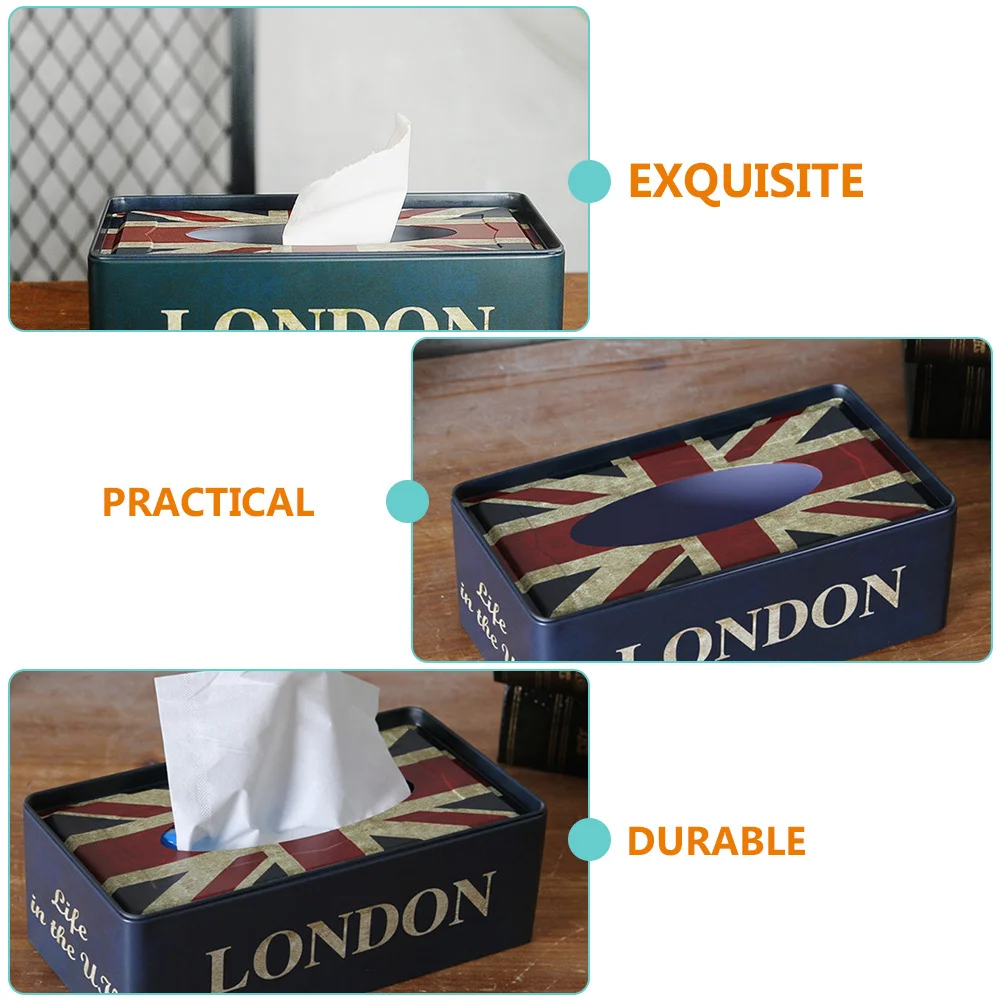 

Iron Tissue Box Retro Colorful Rectangular Container For Home Office Desktop Decoration Napkin Holder Storage Case