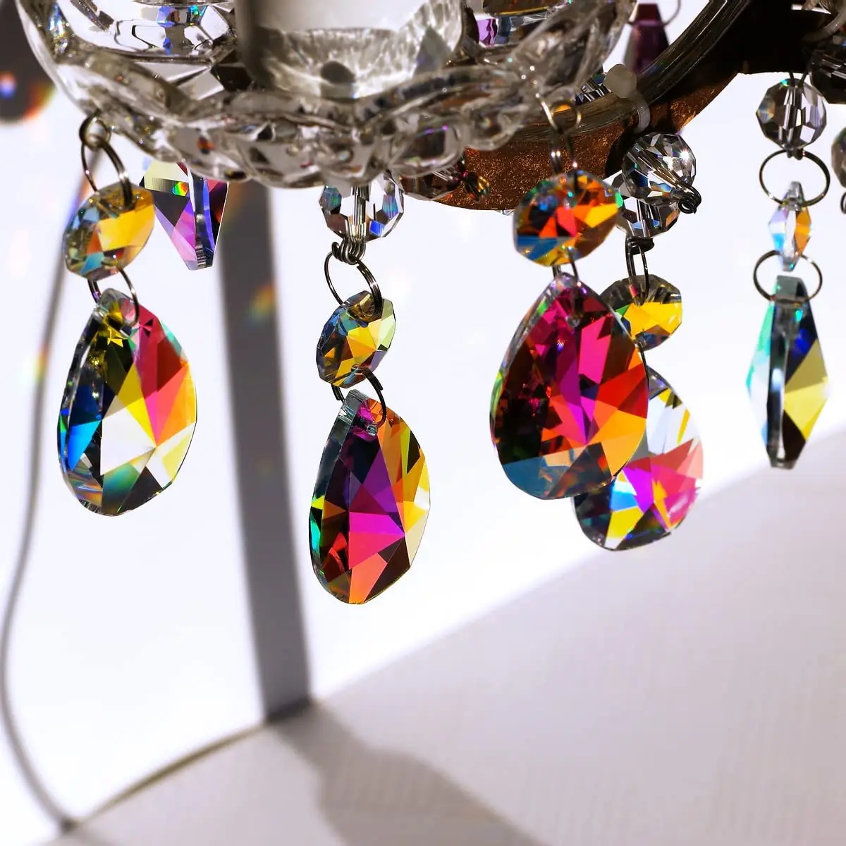 Camal 5pcs AB Color 38mm Teardrop Crystal Glass Pendant Prisms SunCatcher Garland for Chandelier Part Wedding Party Xmas Hanging