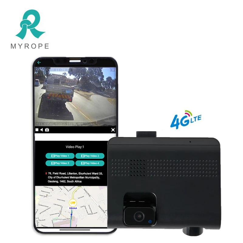 Dashcam 4G Dual-Lens Front Inside Dash Cam, Câmera de vídeo DVR para carro, Rastreamento GPS baseado em cartão SIM