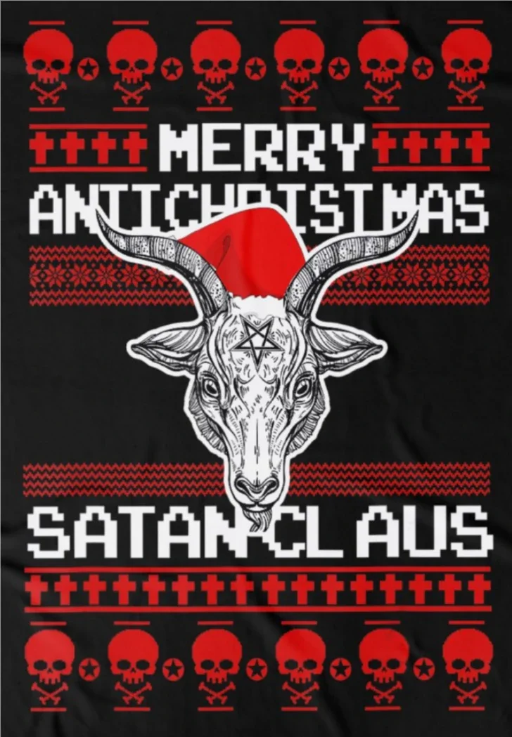 

Merry Antichristmas Satan Claus Satanic Ugly Christmas T-Shirt 100% Cotton O-Neck Short Sleeve Casual Mens T-shirt Size S-3XL