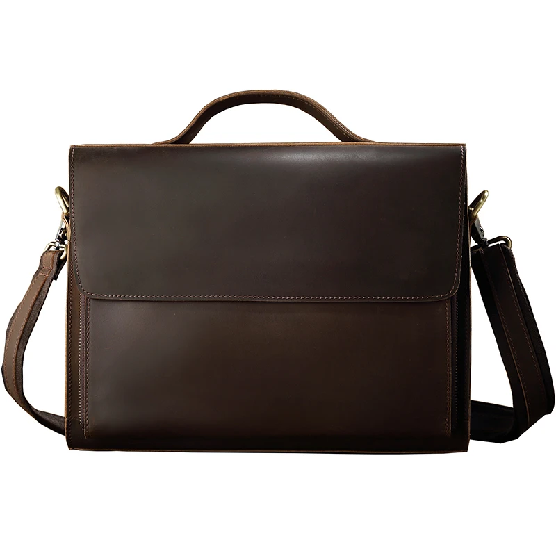 Retro Rindsleder Aktentasche Männer Vintage Echt leder Handtasche Mode Umhängetasche Kuhhaut Umhängetasche Büro Umhängetasche