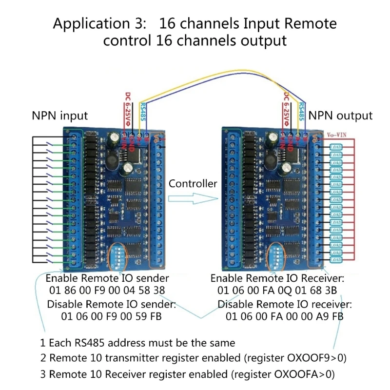 RS485 リモートコントロールモジュール LED ライトドライバー用 16 入力 16 出力チャンネル PLC 拡張ボード