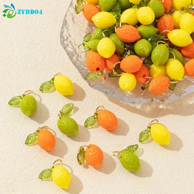 ● 10 pendentifs citron en acrylique, breloques DIY, petites breloques citron, accessoires de bijoux faits à la main