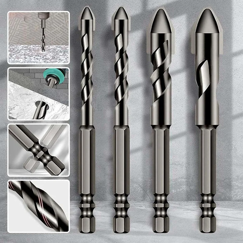 High-Strength Eccentric Twistdrill Bit, 8Pcs High Strength Oblique Head Eccentric Drill Bit, For Glass/Tile/Wood Durable
