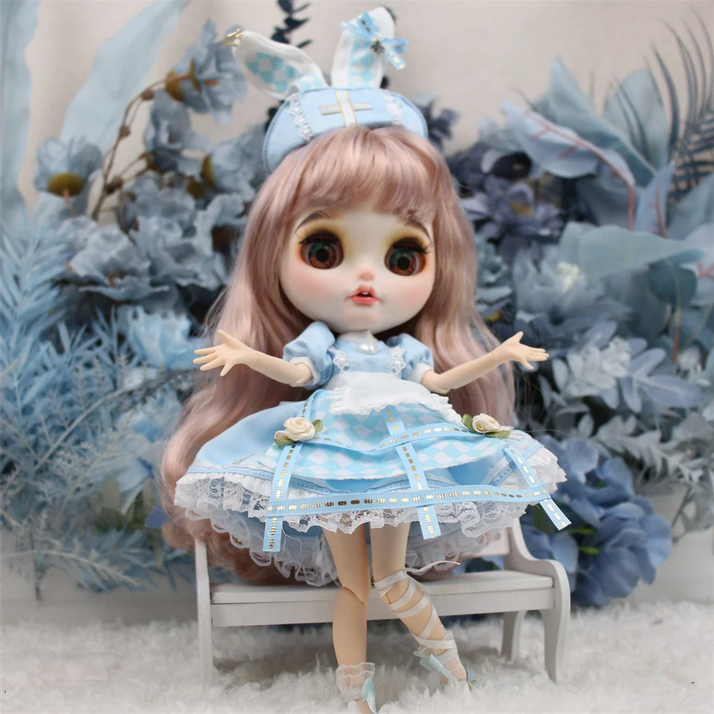 Factory 1/6 ICY BJD joint body new matte hand makeup face soft haze blue hair exquisite advanced customization gift toy.