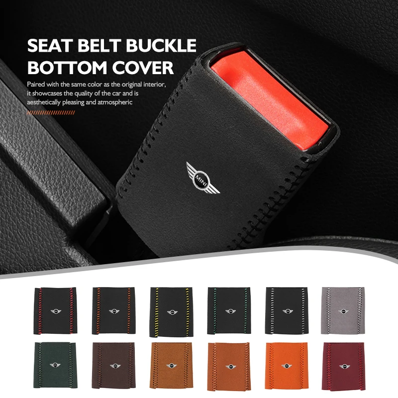 Suede Car Seat Belt Base Buckle Protector Cover Accessories For MINI Cooper JCW WORKS R55 R56 F55 F56 R57 R58 R59 R60 R50