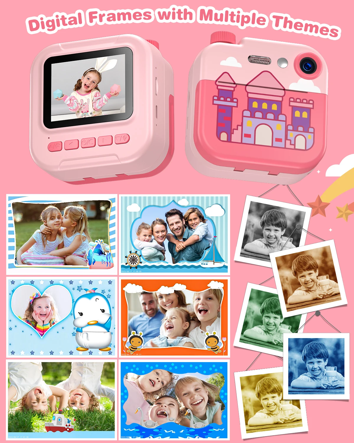 Gofunly Instant Print Camera For Kids 130W Pixel Digital Camera Toy 3“ Thermal Print Camera With 32GB Card Gift For 6-12 Years