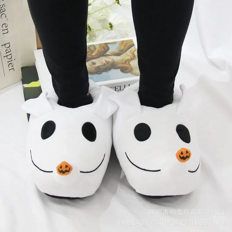 The Nightmare Before Christmas Jack The White Dog Plush Slippers Full Pack Warm Cotton Shoes PP Cotton Stuffed Gift for Couples